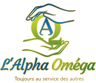 Nouveau projet - 2026-06-29T141624.011 Logo de L\'Alpha Oméga avec deux personnes et symboles de paix